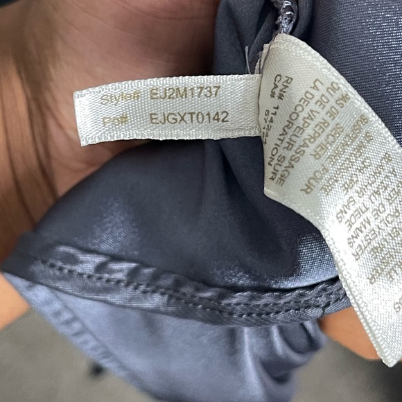 Eliza J Beaded Halter Tiered Chiffon Gray Gown Size 6 - Picture 15 of 15